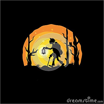 Night adventure logo design,vector,illustration Cartoon Illustration