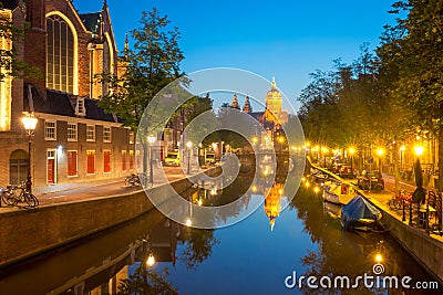 Night Amsterdam red-light district De Wallen Stock Photo