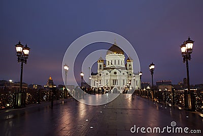 Night architecture Moscow view Editorial Stock Photo