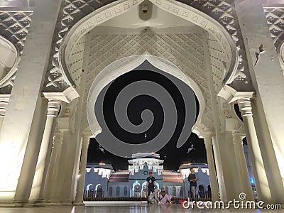 night atmosphere at the Baiturrahman Mosque Editorial Stock Photo