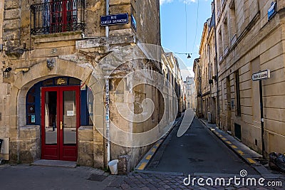 Night bar Les Furies Bergeres is a local landmark of Bordeaux, France Editorial Stock Photo