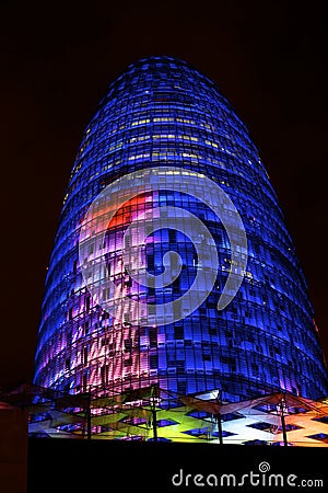 Night Barcelona Agbar Tower Stock Photo