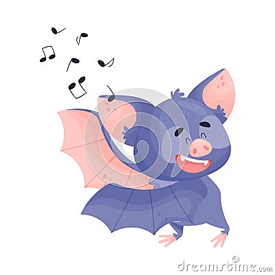 Night Bat Gesturing and Singing Vector Illustration Vector Illustration