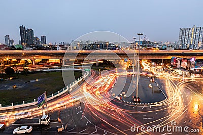 Night cityscape with bilding and road inthailand city Editorial Stock Photo