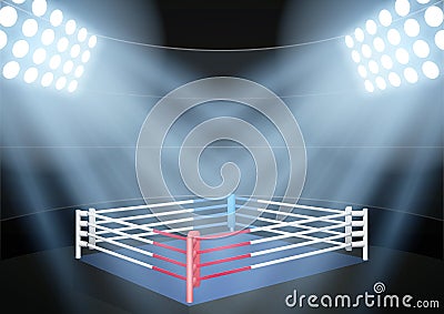 Night boxing prize ring Vector Illustration