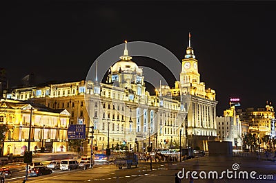 Night at the Bund, Shanghai, China Stock Photo