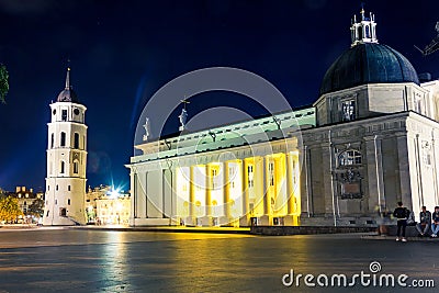 Night cahtedral at Vilnius Stock Photo