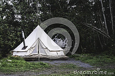 Night Camping In A Tent On The Lake In Republic of Karelia Editorial Stock Photo