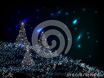 Night christmas scenery Cartoon Illustration