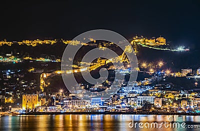 Night city. Alanya, Turkey Stock Photo