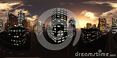 Night city. HDRI . equidistant projection Stock Photo