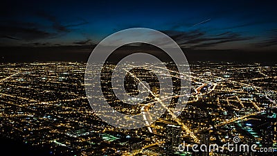 Night city lights in suburbs Stock Photo