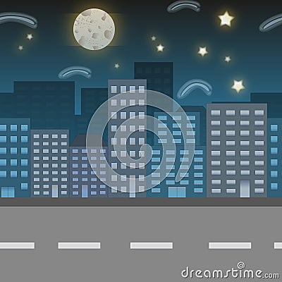 Night city location illustration Cartoon Illustration