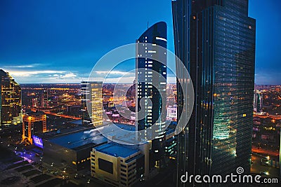 Night city, megalopolis, Kazakhstan, Astana Stock Photo