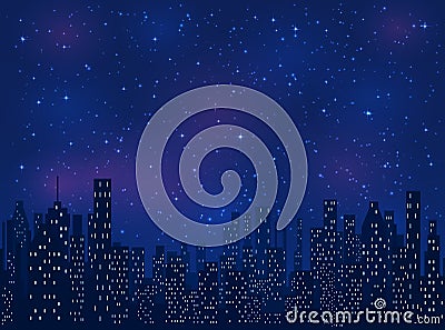 Night in the city Vector Illustration