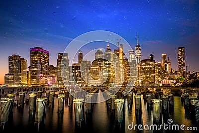 Night Cityscape of New york city Stock Photo