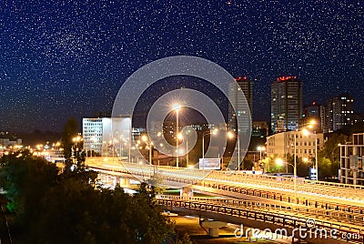 Night cityscape. Rostov-on-Don. Russia Stock Photo