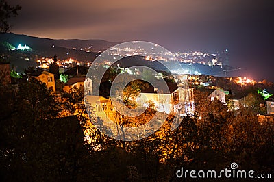 Night cityscape, town Gaspra Stock Photo