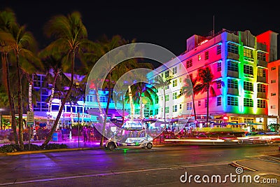 Night at Clevelander Ocean Drive Miami Beach Editorial Stock Photo