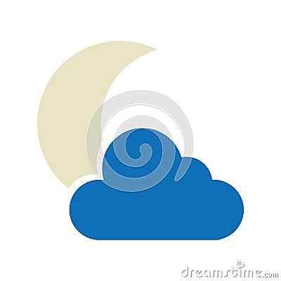 Night cloudy weather isolated icon Vector Illustration