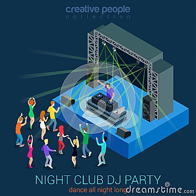 Night club DJ party flat 3d web isometric infographic concept Stock Photo