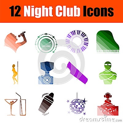 Night Club Icon Set Vector Illustration