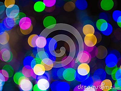 Night colorful circles lights bokeh Stock Photo