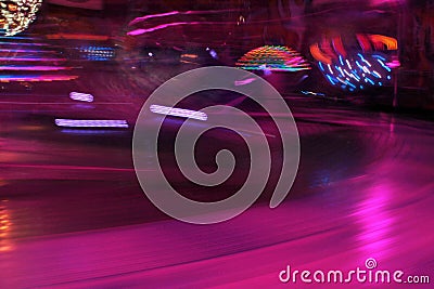 Disco lights Synthwave funfair fairground Night colors of the amusement park Stock Photo