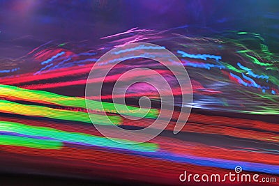 Synthwave disco lights funfair fairground Night colors of the amusement park Stock Photo