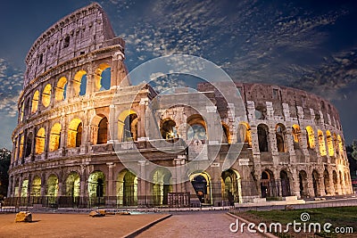 Night Colosseum under the coulds Stock Photo