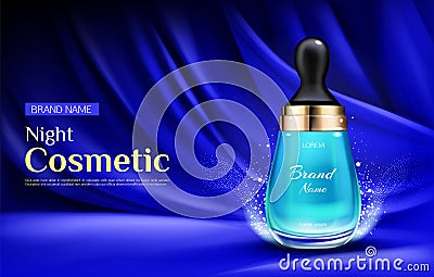 Night cosmetics beauty cream bottle with droplet ad Vector Illustration