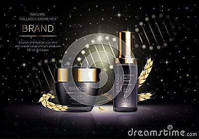 Night cosmetics with wheat collagen Vector Illustration