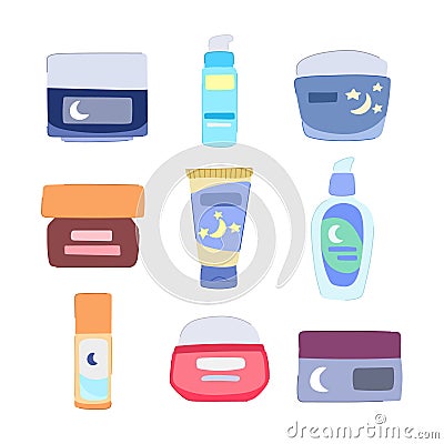 night cream set cartoon vector illustration Vector Illustration