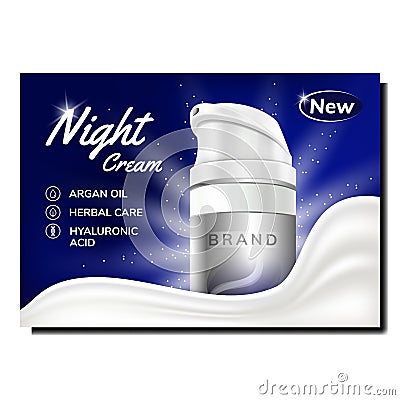 Night Cream Spray Creative Promo Banner Vector Vector Illustration