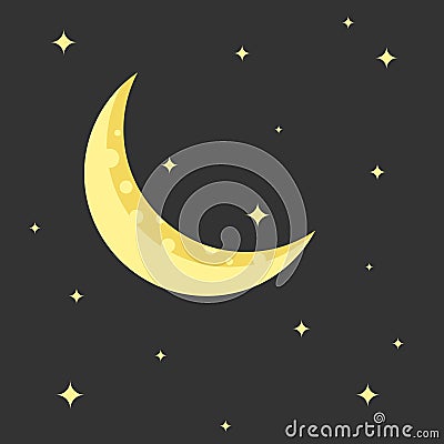 Night crescent moon and stars vector Vector Illustration