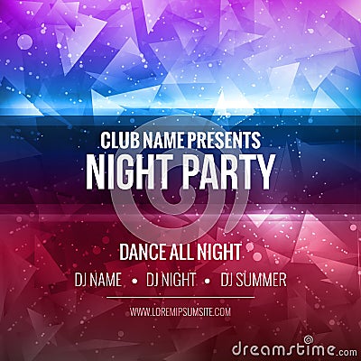 Night Dance Party Poster Background Template. Festival Vector mockup. Vector Illustration