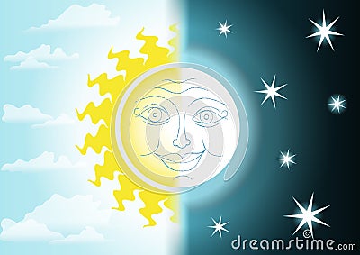 Night and day Vector Illustration