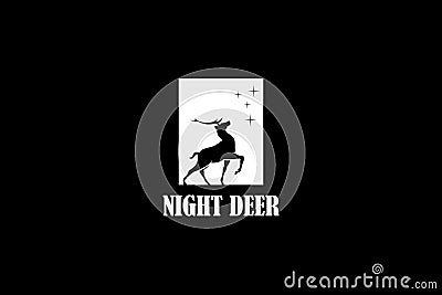 Night Deer Logo Design Vector Illustration