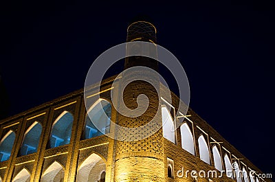 Night detail of a building in the city of Khiva, Uzbekistan Stock Photo