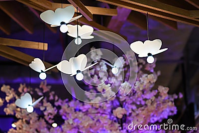 Flower electric ceiling lamp with sakura Stock Photo