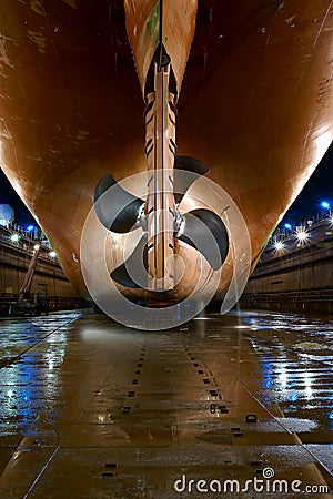 Night entrance to the dock Stock Photo