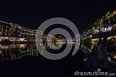 The night in Fenghuang Ancient City is more beautiful Editorial Stock Photo