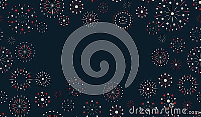 Night fireworks, text frame in greeting card or invitation to event, asian new year greeting card template, vector Vector Illustration