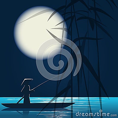 Night Fishing illustration Cartoon Illustration