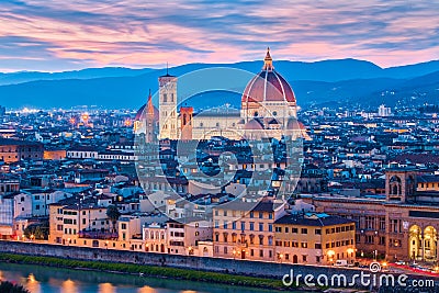 Night of Florence skyline in Florence, Firenze, Italy Stock Photo