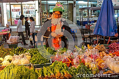 Night food market in Thailand, traditional asian market Editorial Stock Photo