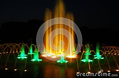 Night fountain light show Stock Photo