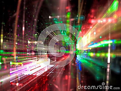 Night in future city - abstract digitally generated image Stock Photo