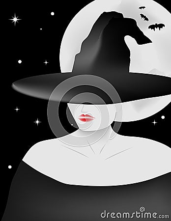 The Night of the Glamorous Witch Vector Illustration