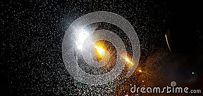 Night gleam raindrops Stock Photo